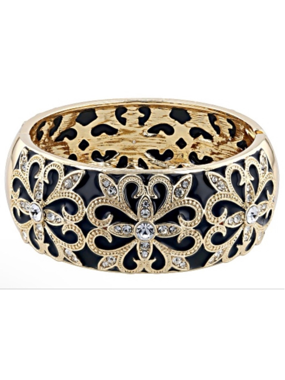 New Off Park Collection Gold & Black Enamel Bangle Bracelet